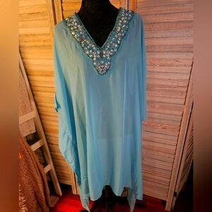 Brand new with tags Red Dot Boutique 3X/4X turquoise swim cover up.